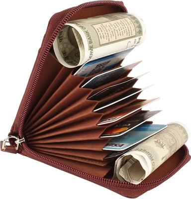 Leder Street Men & Women Evening/Party, Travel Brown Genuine Leather Card Holder(10 Card Slots)