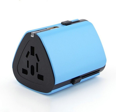 coolcold Travel Adapter with 1 USB Charger Worldwide Adaptor Worldwide Adaptor(Blue, Black)