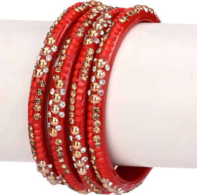 AFAST Glass Beads, Crystal Enamel Bangle Set(Pack of 4)