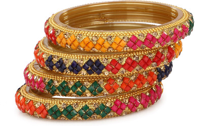 AFAST Glass Beads, Crystal Enamel Bangle Set(Pack of 4)