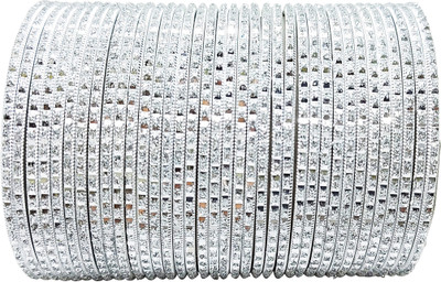 Chrishan Alloy Silver Coated Bangle Set(Pack of 36)