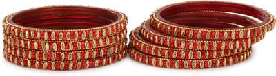 AFAST Glass Beads, Crystal Enamel Bangle Set(Pack of 8)