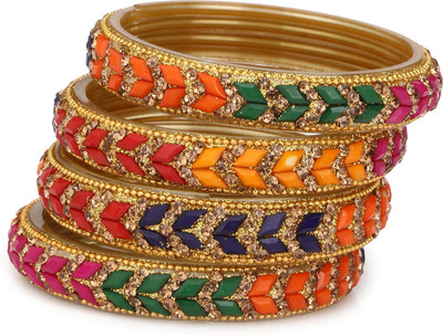 AFAST Glass Beads, Crystal Enamel Bangle Set(Pack of 4)
