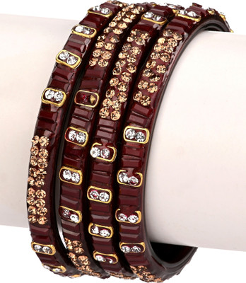 AFAST Glass Beads, Crystal Enamel Bangle Set(Pack of 4)