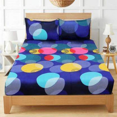 SnoWhite 150 TC Microfiber Double 3D Printed Flat Bedsheet(Pack of 1, Multicolor)