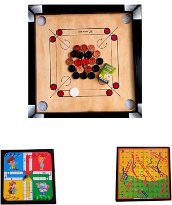 RAS Sports Carrom Board small size 20X20 with Ludo and snake and ladder Board Combo pack. Board Game Accessories Board Game