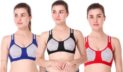 EMPISTO Women Sports Non Padded Bra(Blue, Black, Red)