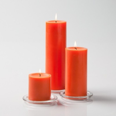 First Row Set of 3 Orange Scented Pillar Candles Candle(Orange, Pack of 3)