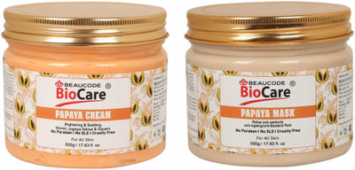 BEAUCODE BioCare Papaya Face and Body Mask and Cream Pack of-2 (500g)(2 Items in the set)