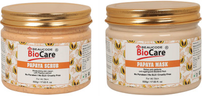 BEAUCODE BioCare Papaya Face and Body Mask and Scrub Pack of-2 (500g)(2 Items in the set)