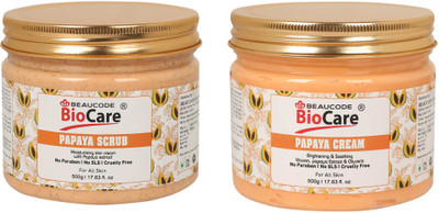 BEAUCODE BioCare Papaya Face and Body Cream and Scrub Pack of-2 (500g)(2 Items in the set)