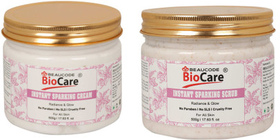 BEAUCODE BioCare Instant Sparking Face and Body Cream and Scrub Pack of-2 (500g)(2 Items in the set)