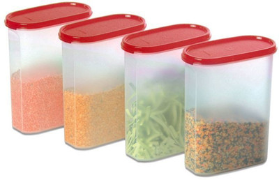 TUPPERWARE Plastic Grocery Container  - 2300 ml(Pack of 4, Red)