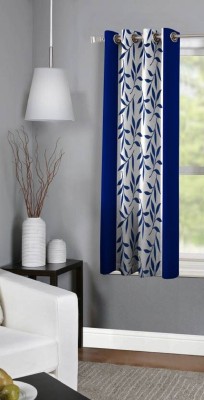 Panipat Textile Hub 150 cm (5 ft) Polyester Semi Transparent Window Curtain Single Curtain(Floral, Navy Blue)