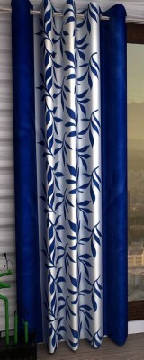 BELLA TRUE 213 cm (7 ft) Polyester Semi Transparent Door Curtain Single Curtain(Floral, Navy Blue)