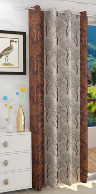 Flipkart SmartBuy 210 cm (7 ft) Door Polyester Semi Transparent Curtain Single Curtain(Brown, Printed)