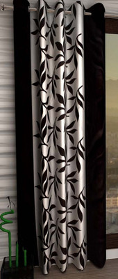 BELLA TRUE 213 cm (7 ft) Door Polyester Semi Transparent Curtain Single Curtain(Black, Floral)