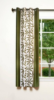 Panipat Textile Hub 150 cm (5 ft) Polyester Semi Transparent Window Curtain Single Curtain(Floral, Green)