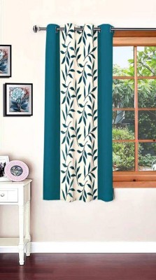 Panipat Textile Hub 150 cm (5 ft) Polyester Semi Transparent Window Curtain Single Curtain(Floral, Aqua)
