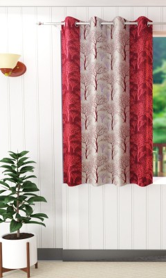 BELLA TRUE 152 cm (5 ft) Polyester Semi Transparent Window Curtain Single Curtain(Printed, Maroon)