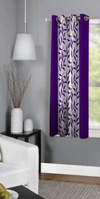 Panipat Textile Hub 150 cm (5 ft) Polyester Semi Transparent Window Curtain Single Curtain(Floral, Purple)