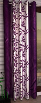 Panipat Textile Hub 210 cm (7 ft) Polyester Semi Transparent Door Curtain Single Curtain(Floral, Purple)