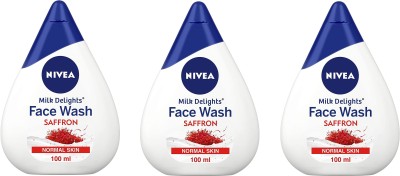 NIVEA MILK DELIGHT SAFFRON FACE WASH PACK OF 3 Face Wash(300 ml)