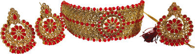 Sheetal Metal, Stone Gold-plated Gold, Red Jewellery Set(Pack of 1)