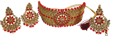 Sheetal Metal, Stone Gold-plated Gold, Red Jewellery Set(Pack of 1)