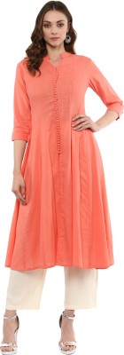 Idalia Women Solid Anarkali Kurta(Orange)