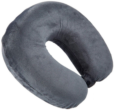 Shriek Velvet U Shape Micro Fiber Neck Rest Comfortable Travel Neck Pillow - Dark Grey Neck Pillow(Dark Grey)