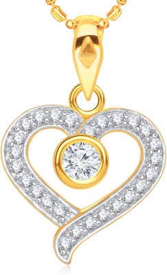 VSHINE FASHION JEWELLERY Stone In Heart Valentine Pendant Charm American Diamond studded stylish Fancy Party Wear Latest Design Gold Plated Locket Necklace Set with Gold Chain Fashion Jewellery for Women, Girls, Boy & Men Gold-plated Cubic Zirconia Alloy, Brass Pendant
