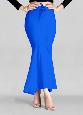 SCUBE DESIGNS Flared Saree Shapewear Blue (M) Lycra Blend Petticoat(M)