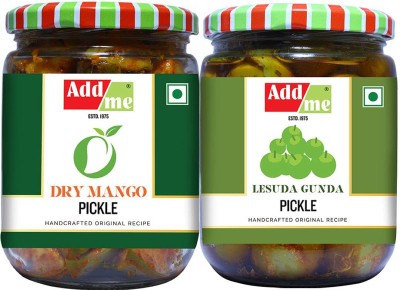 Add me Dry Mango Pickle 500 gm, sukha aam ka achar + Lasoda Gunda Pickles 500gm, lasode ka achar Mixed Combo Offer Glass Pack Mango, Lesua Pickle(2 x 0.5 kg)