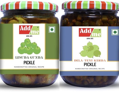 Add me Lasoda Gunda Rajasthani Pickle 500gm + tenti dela ker achar 500 gm Rajasthani marwadi Achaar Combo Mixed Glass Pack Lesua, Tenti Pickle(1 kg)