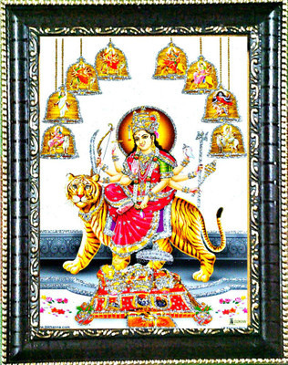 SUNINOW NAV DURGA MAA PHOTO FRAME | AMBE MAA | SHERAWALI MAA PHOTO FRAME FOR POOJA GHAR Religious Frame