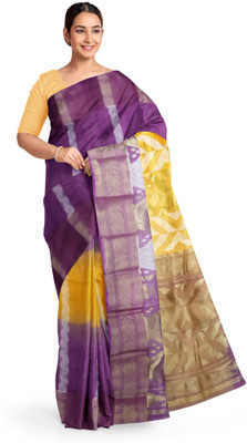 Pradip Fabrics Printed Tant Silk Blend Saree(Purple)