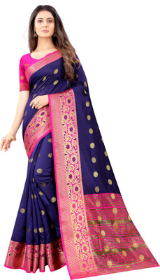 PARAMPARA CREATION Woven Kanjivaram Pure Silk Saree(Dark Blue)