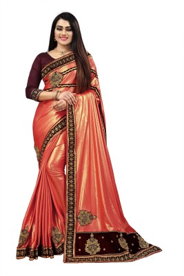 RamKrupa Creation Embroidered Bollywood Silk Blend Saree(Pink)