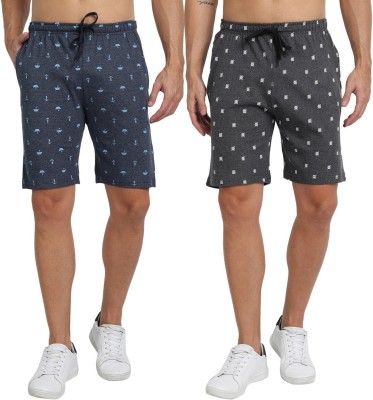 FTX Printed Men Dark Blue Sports Shorts