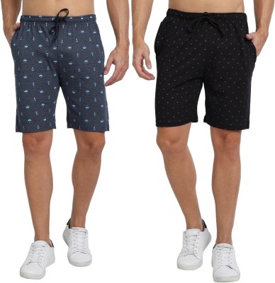 FTX Printed Men Blue, Black Regular Shorts