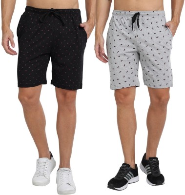 FTX Printed Men Black, Grey Regular Shorts