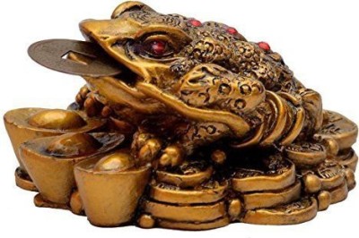 Ripe India Money Frog With Coin - Brass Color Decorative Showpiece  -  6 cm(Polyresin, Gold)