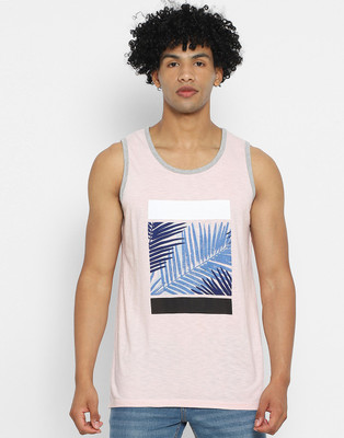 FOREVER 21 Graphic Print Men Round Neck Pink T-Shirt