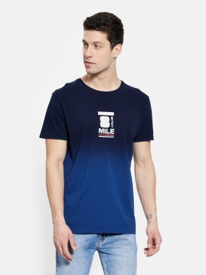 Octave Colorblock Men Round Neck Dark Blue T-Shirt