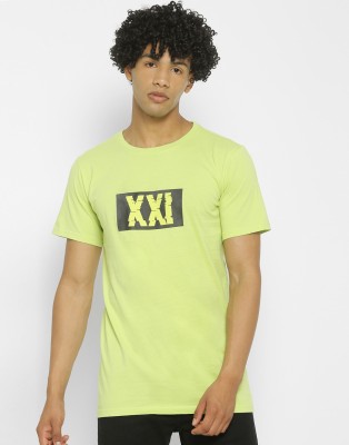 FOREVER 21 Typography Men Round Neck Green T-Shirt
