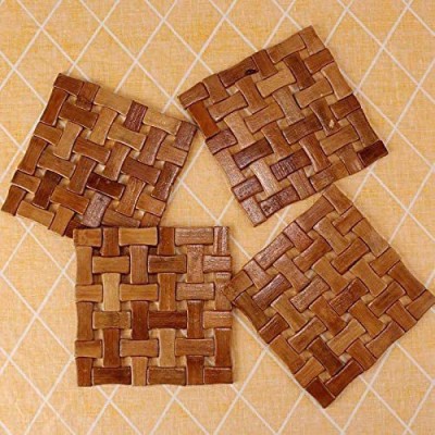 Gyanvi Square Pack of 4 Table Placemat(Brown, Wood)