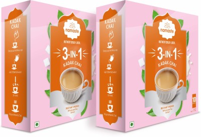 Namaste Chai Instant Tea Premix, Kadak Chai| Assam | Milk and Sugar | Ready Mix (18g x 10 Sachets, Powder) Instant Tea Pouch(2 x 180 g)