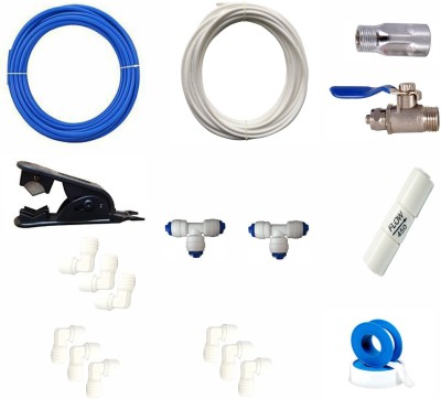 Tribucan by Tribucan Mini Service kit Accessories Mix Elbow Kit of Connector with Flow Restrictor, 5 m Blue and 5 m White Pipes, Pipe Cutter and Water Inlet for All Kind of RO Purifiers (CONNECTOR-PACK-1) Solid Filter Cartridge(0.05, Pack of 9)