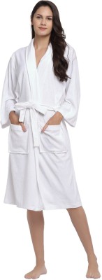 ELEVANTO White Free Size Bath Robe(1, For: Women, White)